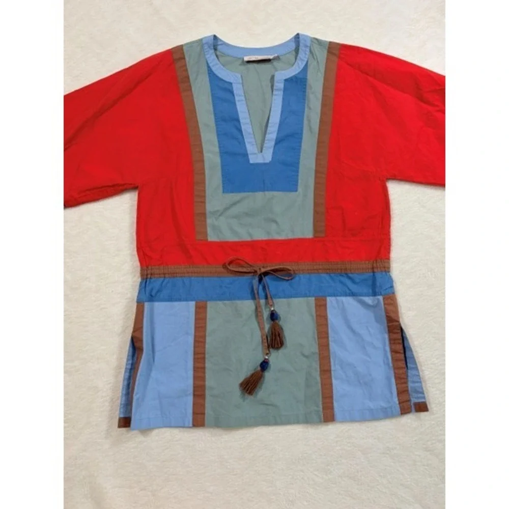Tory‎ Burch Color-Block Poplin Tunic Top Womens Size 2